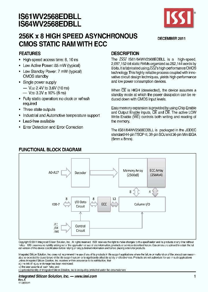 IS64WV2568EDBLL-10KLA1_4622200.PDF Datasheet
