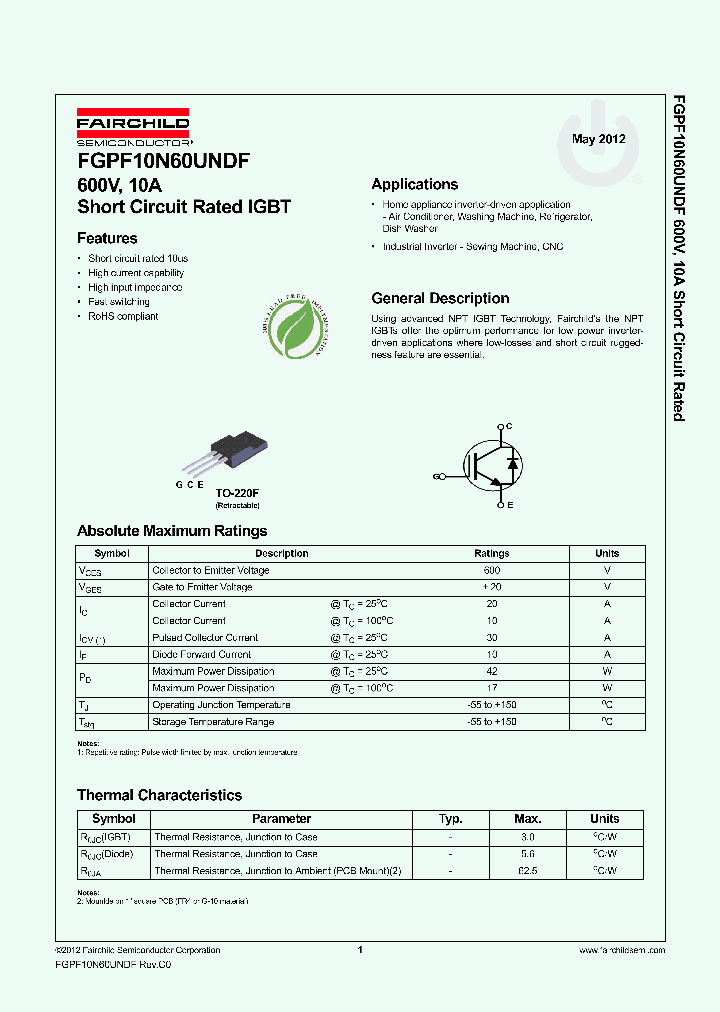 FGPF10N60UNDF_4624426.PDF Datasheet