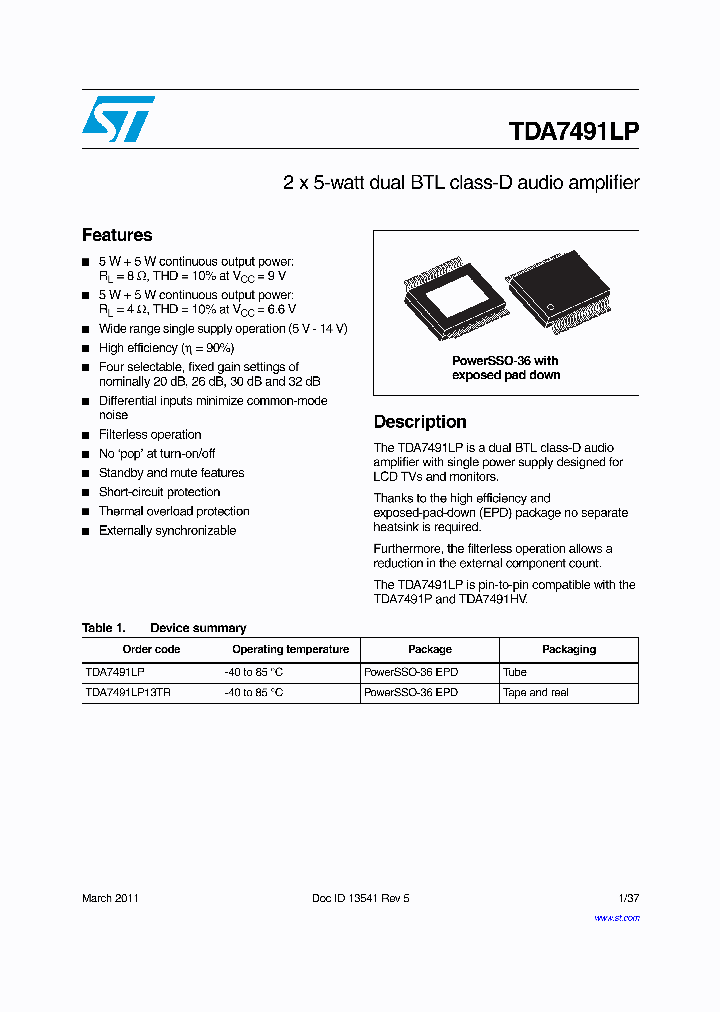 TDA7491LP_4627593.PDF Datasheet