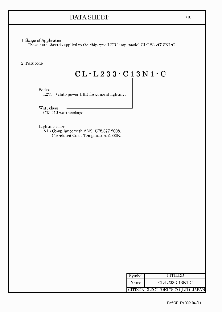 CL-L233-C13N1-C11_4629150.PDF Datasheet