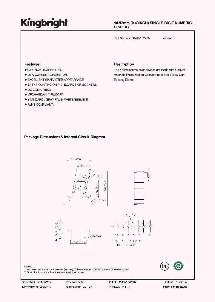 SA43-11YWA_4634372.PDF Datasheet