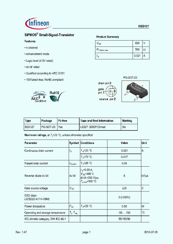 BSS127_4635895.PDF Datasheet