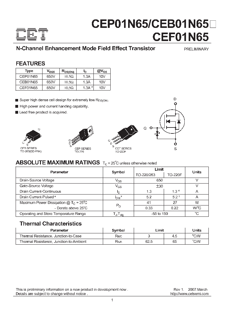 CEF01N65_4645115.PDF Datasheet