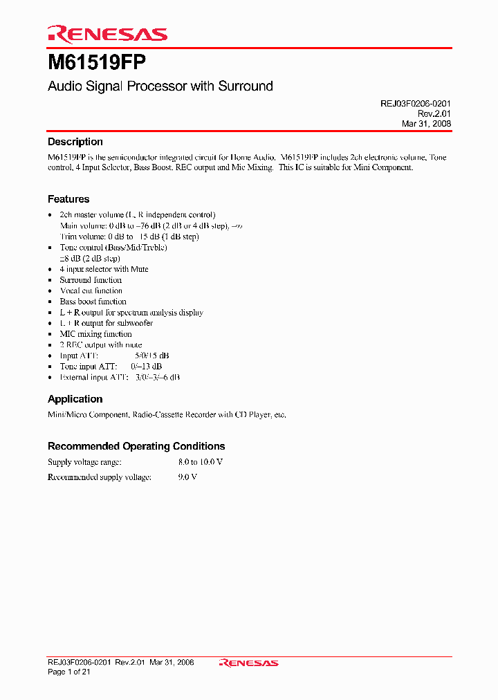 M61519FP_4647707.PDF Datasheet