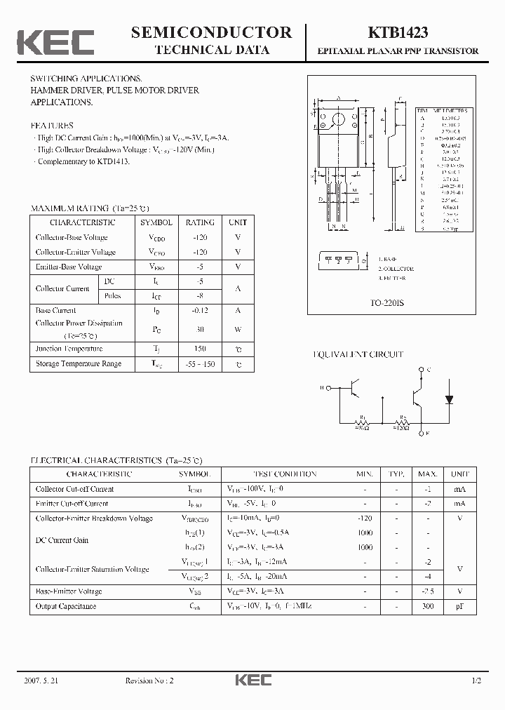 KTB142307_4650191.PDF Datasheet