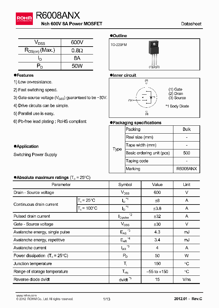 R6008ANX12_4660142.PDF Datasheet
