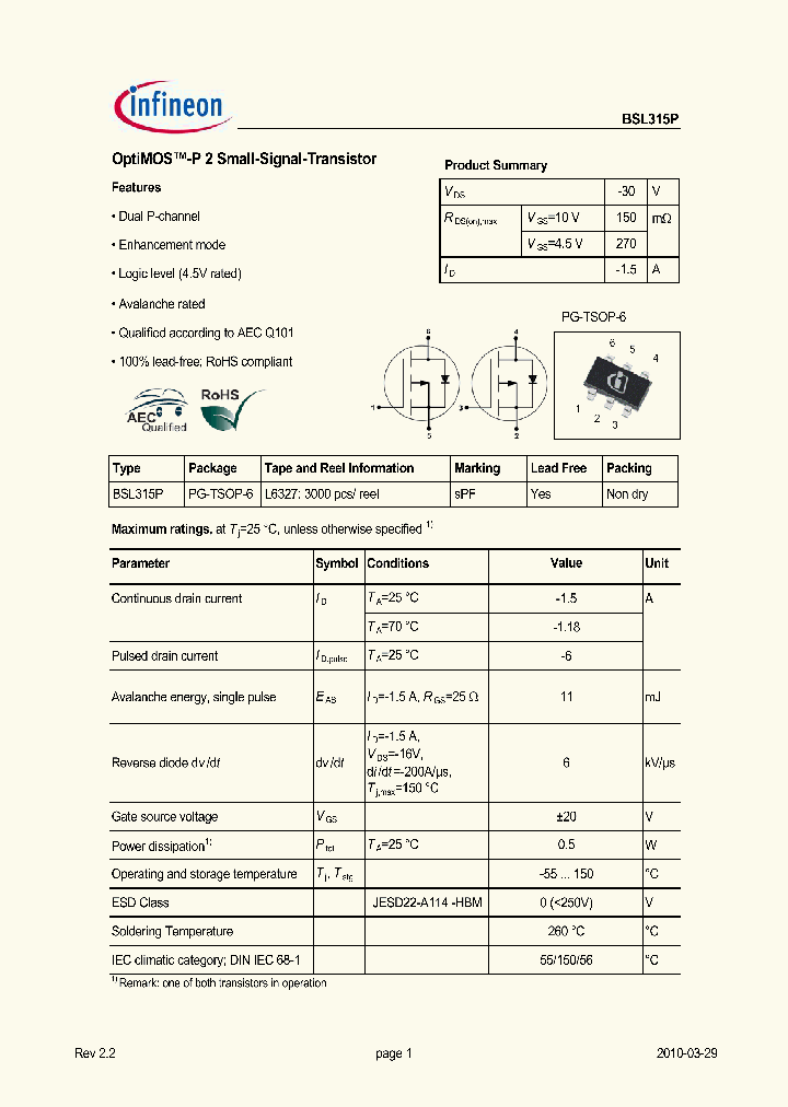 BSL315P_4669725.PDF Datasheet