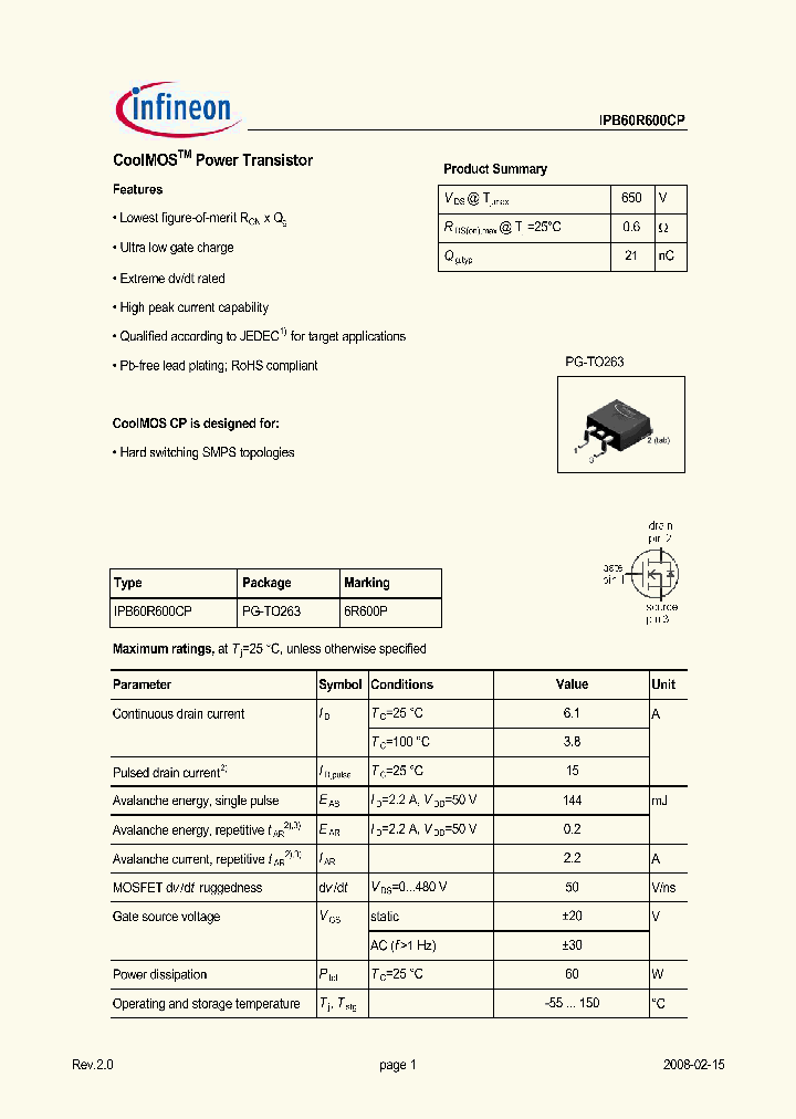 IPB60R600CP_4669845.PDF Datasheet