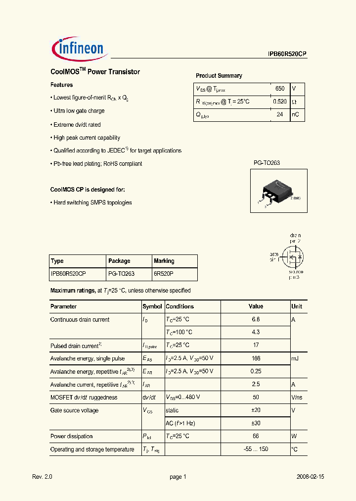 IPB60R520CP_4669843.PDF Datasheet