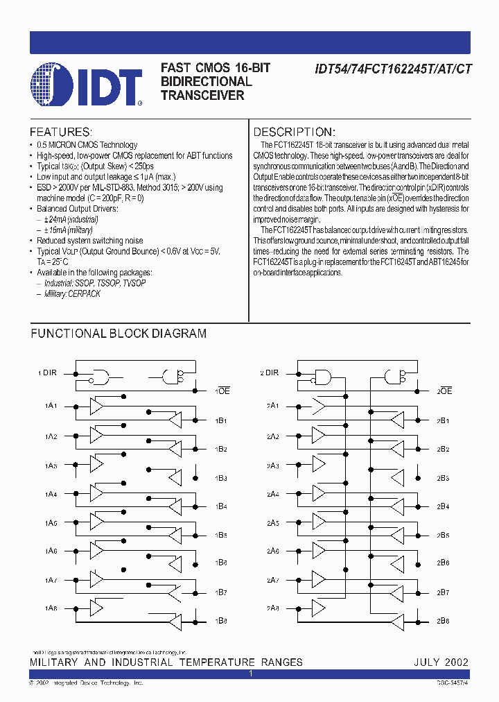 IDT74FCT162245CTPA_4670200.PDF Datasheet