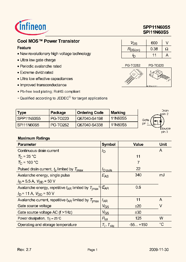 SPI11N60S5_4669660.PDF Datasheet