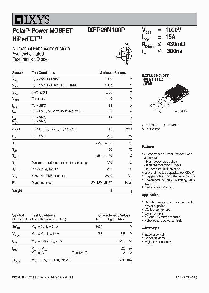 IXFR26N100P_4673728.PDF Datasheet