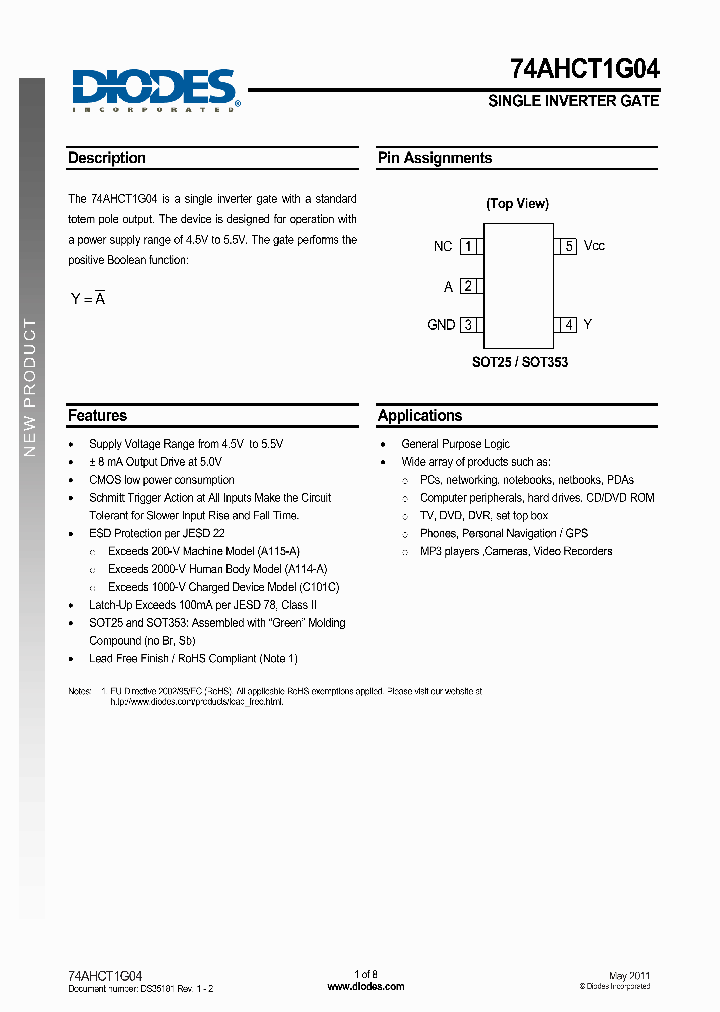 74AHCT1G04W5-7_4679284.PDF Datasheet