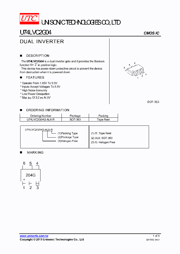 U74LVC2G04G-AL6-R_4680553.PDF Datasheet