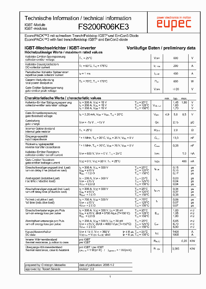 FS200R06KE3_4688676.PDF Datasheet