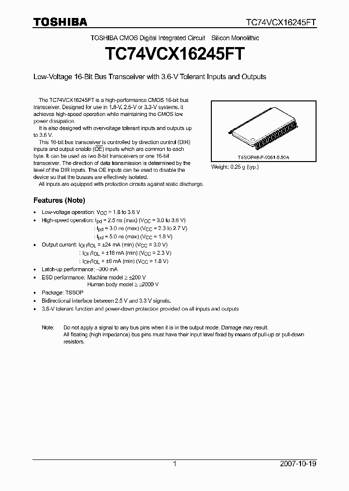 TC74VCX16245FT_4690527.PDF Datasheet