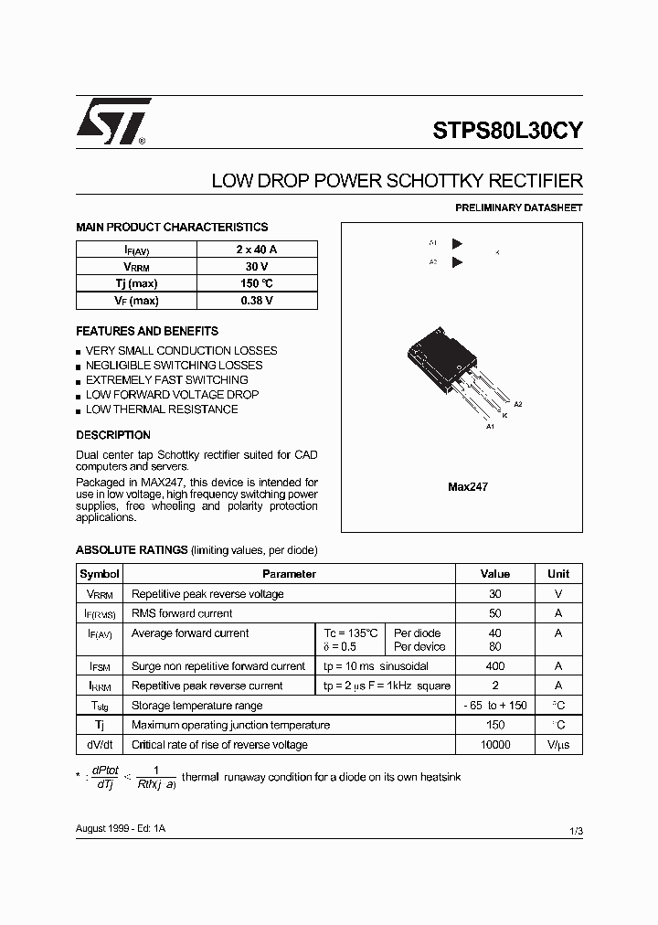 STPS80L30CY_4693447.PDF Datasheet