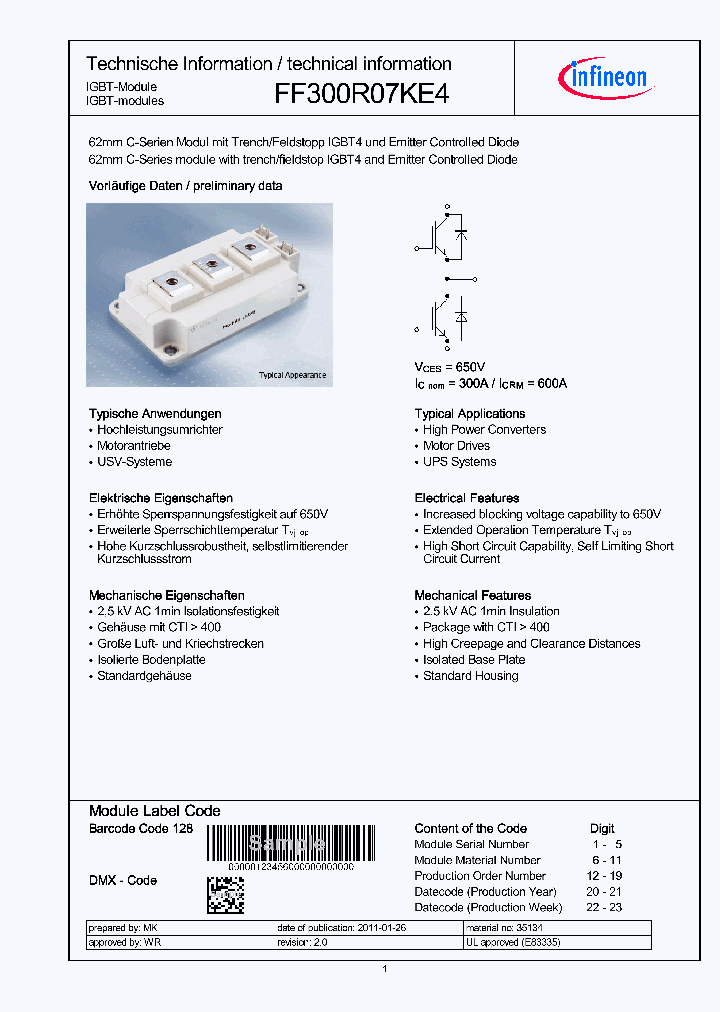 FF300R07KE4_4695676.PDF Datasheet