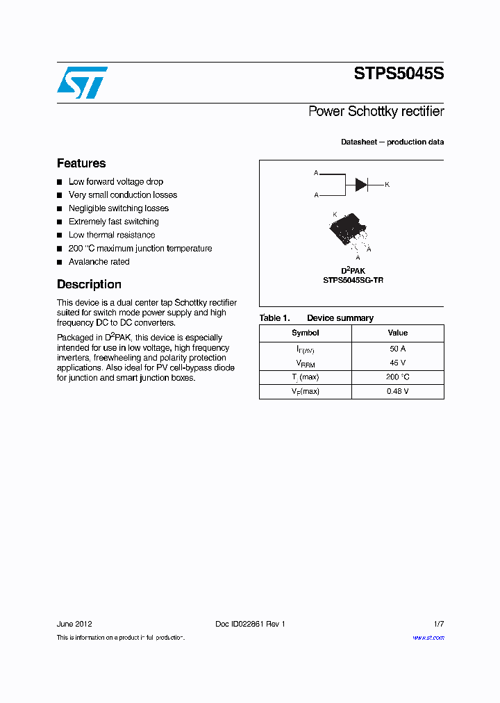 STPS5045S_4697638.PDF Datasheet