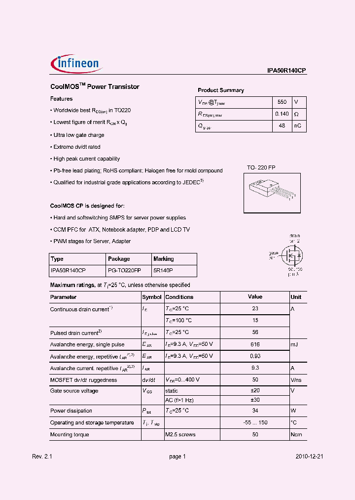 IPA50R140CP_4700179.PDF Datasheet