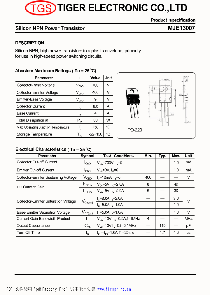 MJE13007_4700802.PDF Datasheet