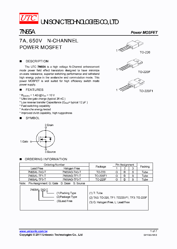 7N65A_4701538.PDF Datasheet
