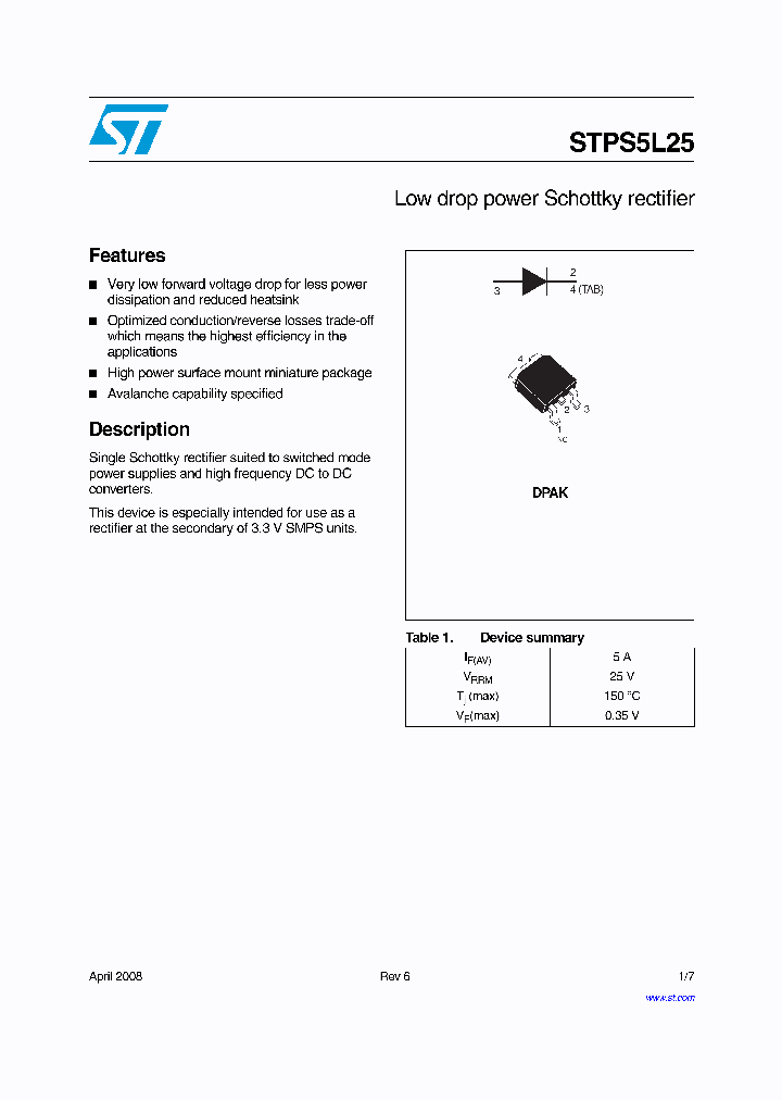 STPS5L2508_4709378.PDF Datasheet