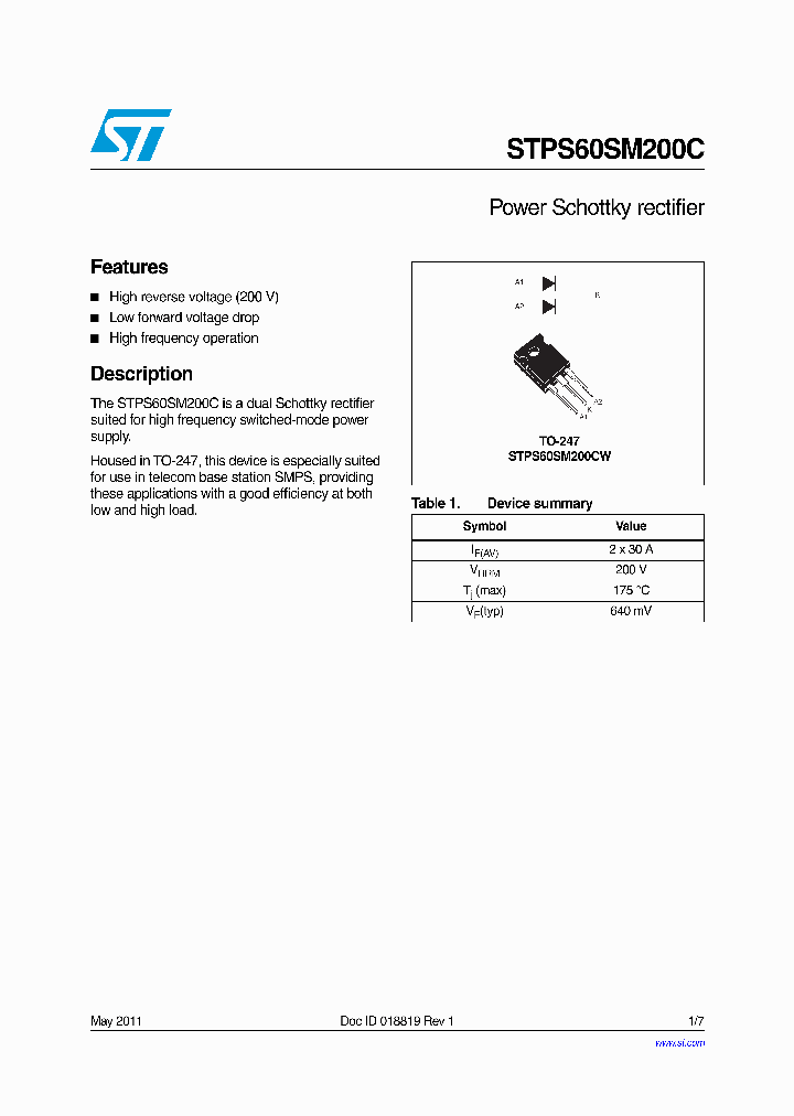 STPS60SM200C_4713367.PDF Datasheet