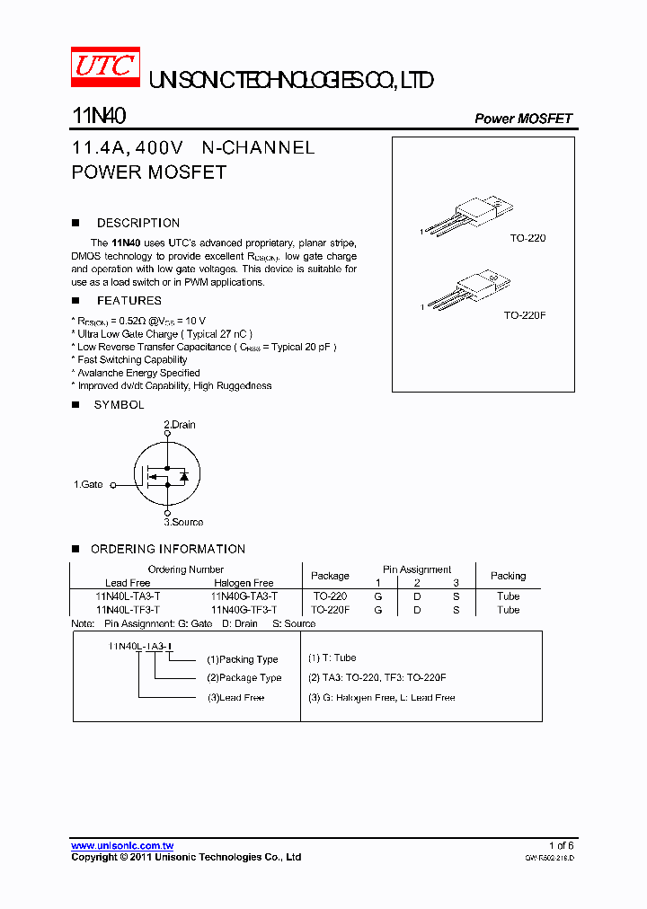 11N40G-TA3-T_4714274.PDF Datasheet