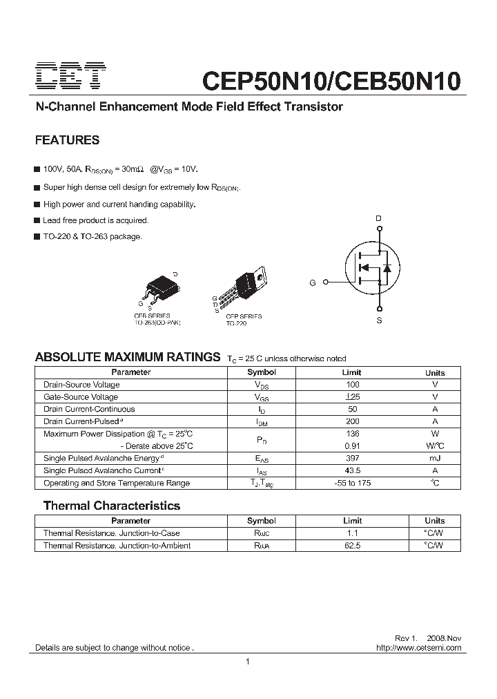 CEP50N10_4714685.PDF Datasheet