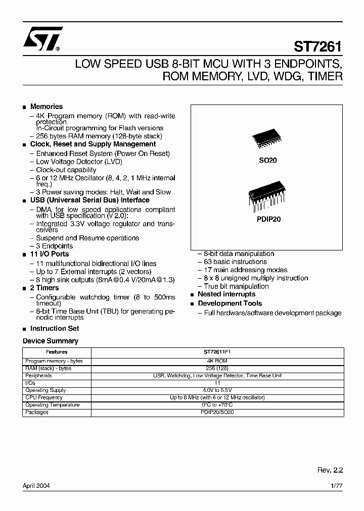 ST72611F1B1GEN_4715281.PDF Datasheet
