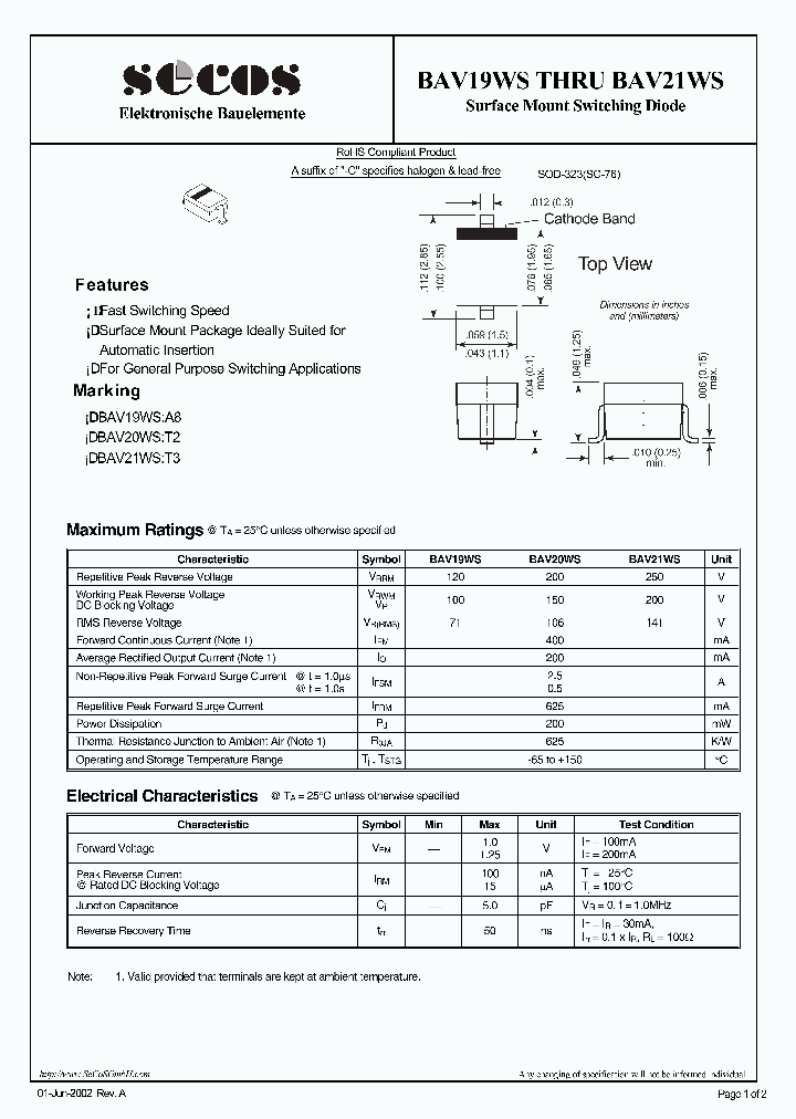 BAV19WS_4718353.PDF Datasheet