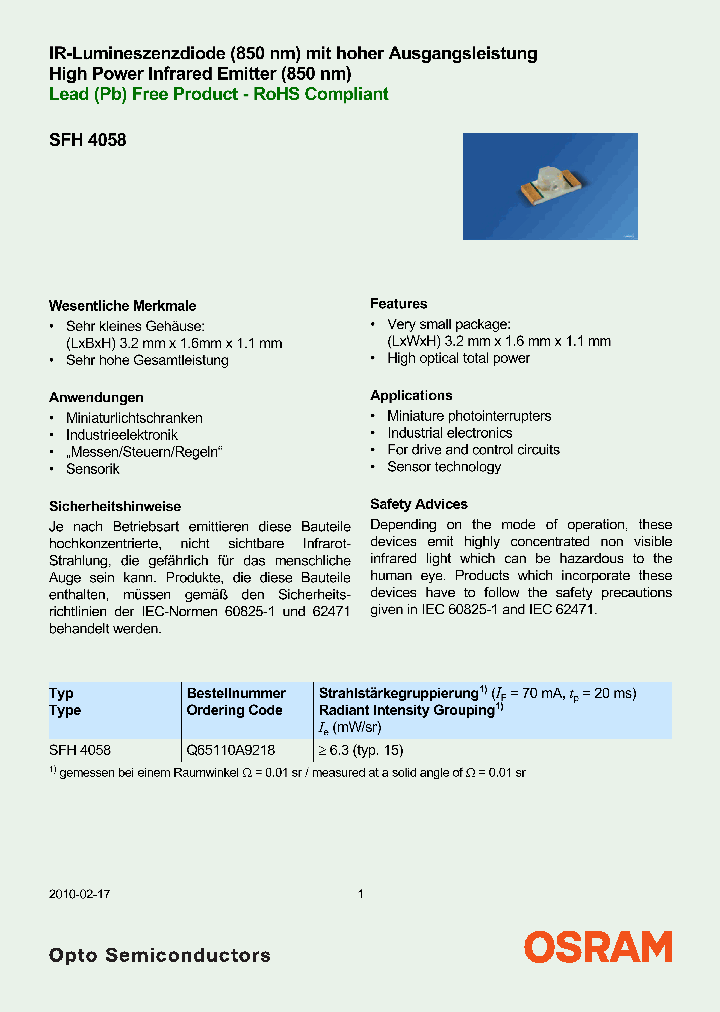 SFH4058_4718362.PDF Datasheet