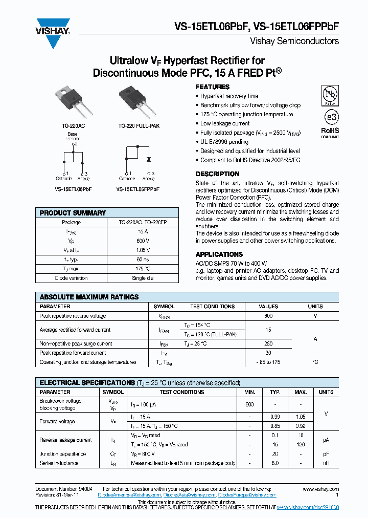 15ETL06PBF11_4724597.PDF Datasheet