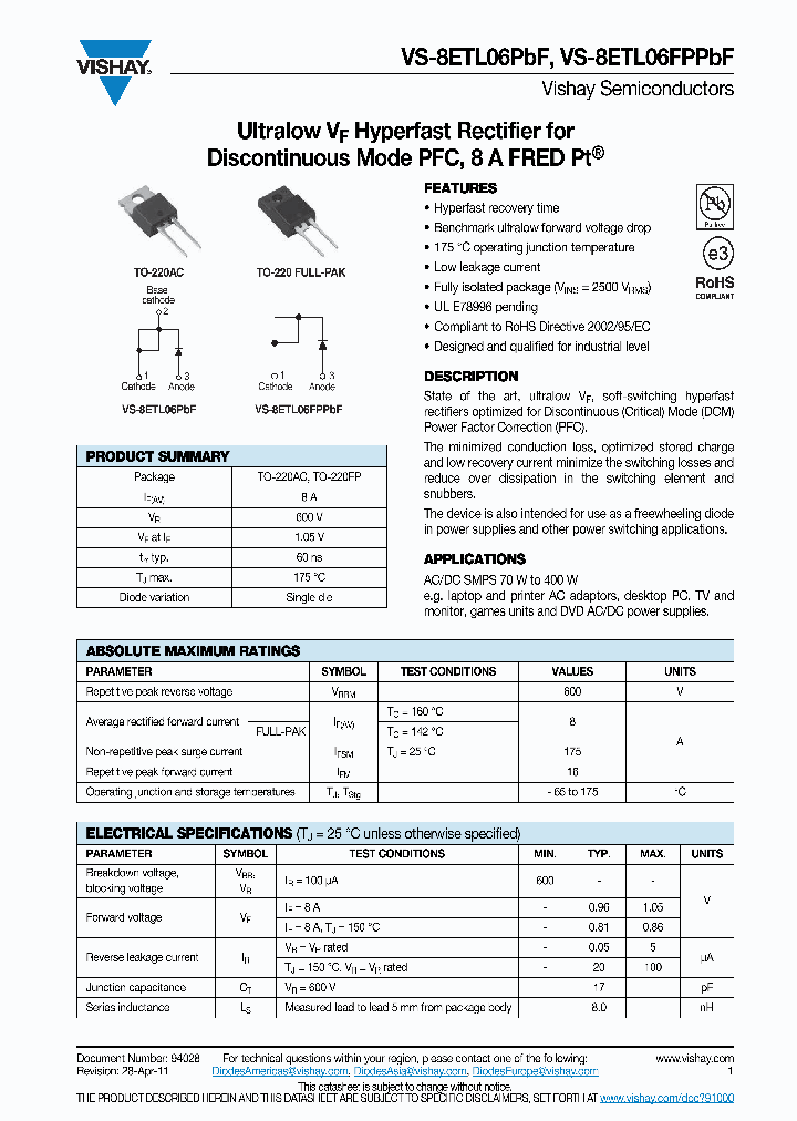 8ETL06PBF11_4724596.PDF Datasheet