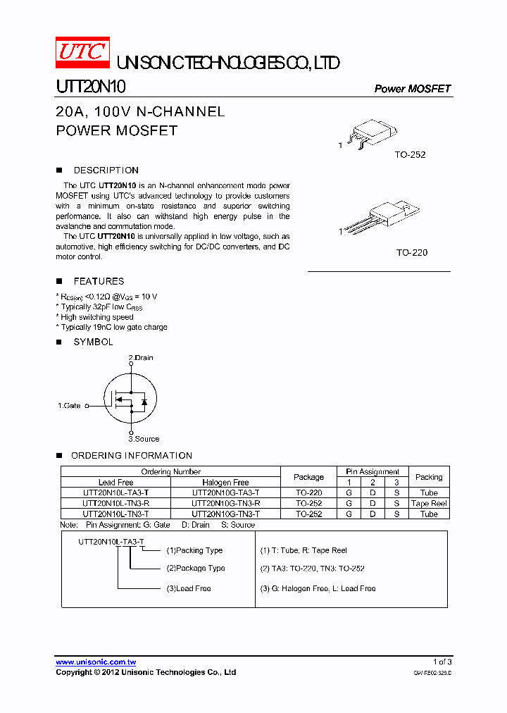 UTT20N10_4727918.PDF Datasheet