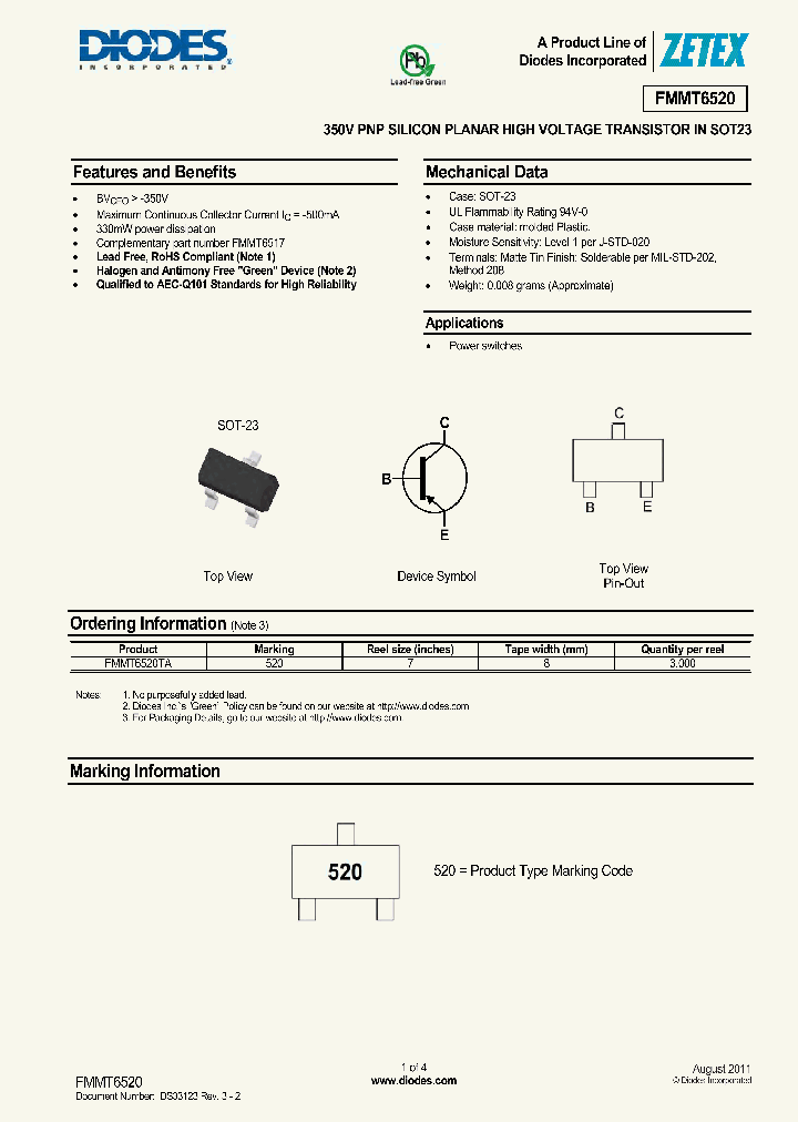 FMMT6520TA_4727900.PDF Datasheet