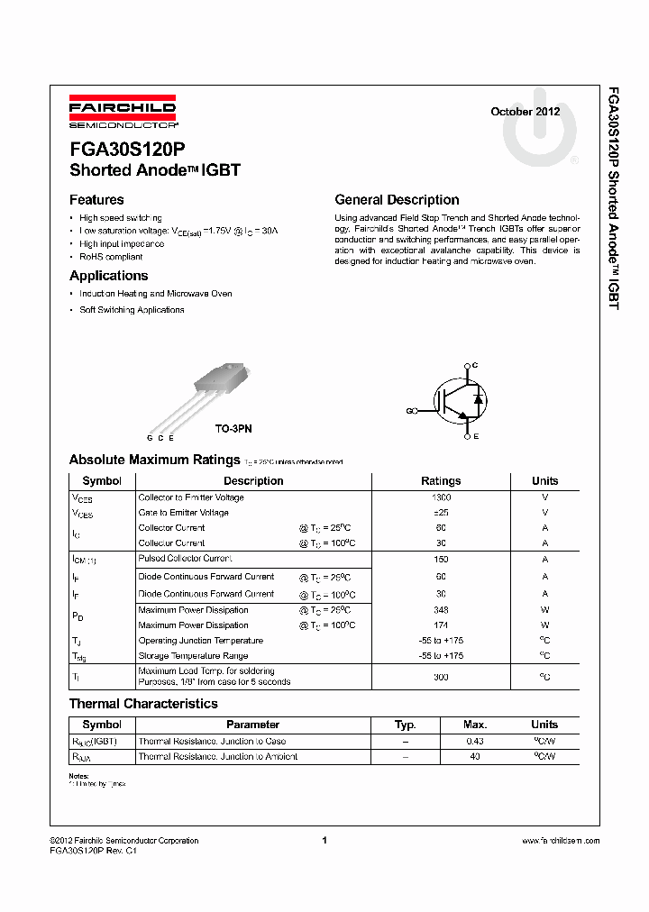 FGA30S120P_4728503.PDF Datasheet