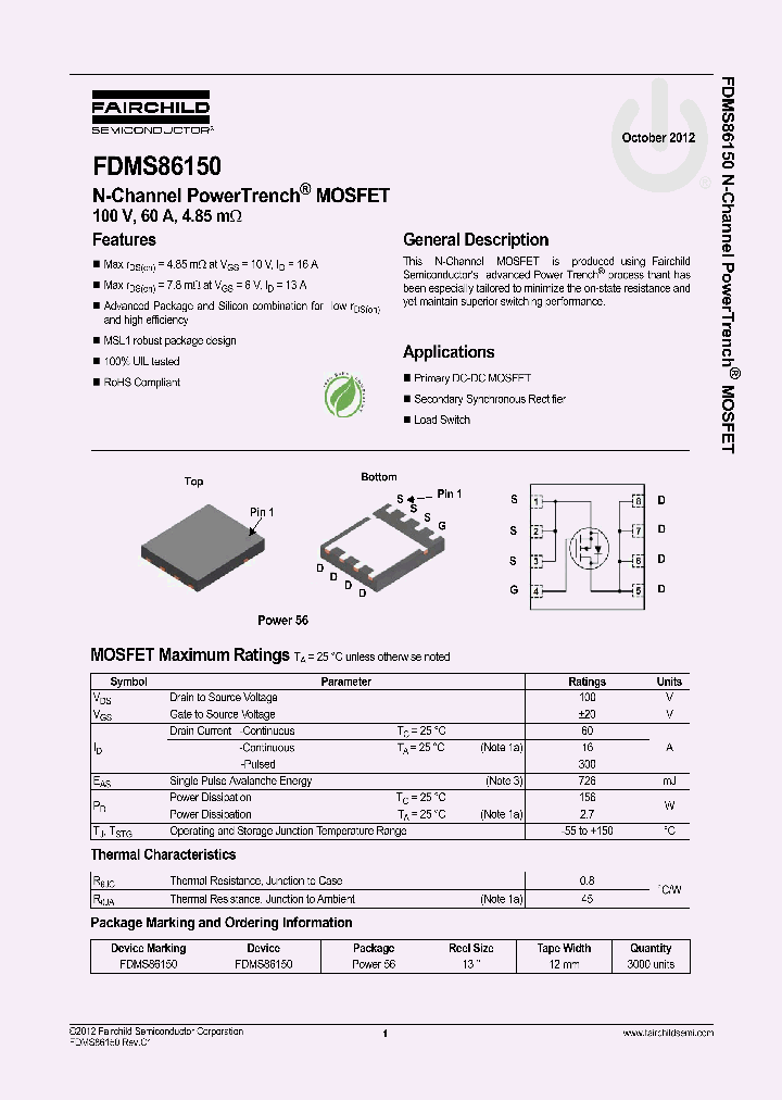 FDMS86150_4732021.PDF Datasheet