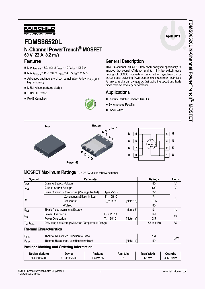 FDMS86520L_4732031.PDF Datasheet