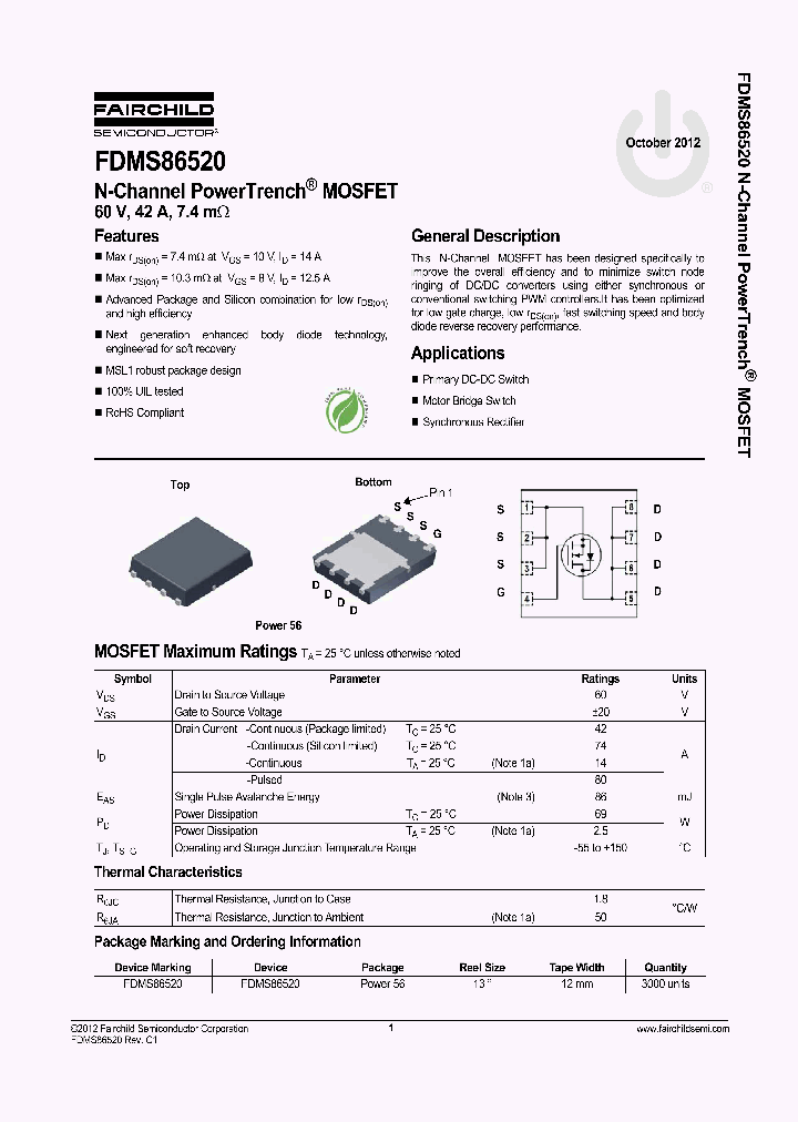 FDMS86520_4732030.PDF Datasheet