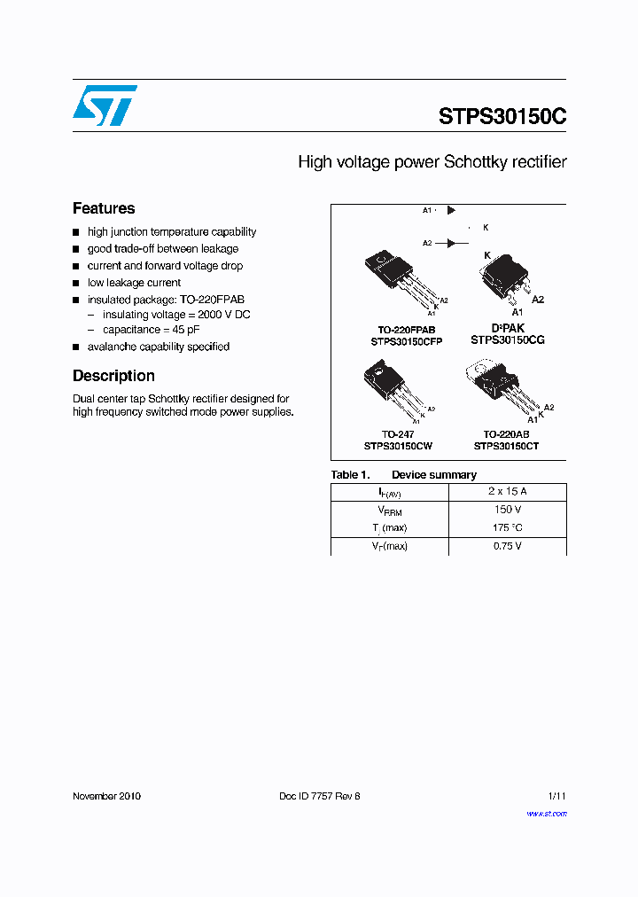 STPS30150C10_4732848.PDF Datasheet