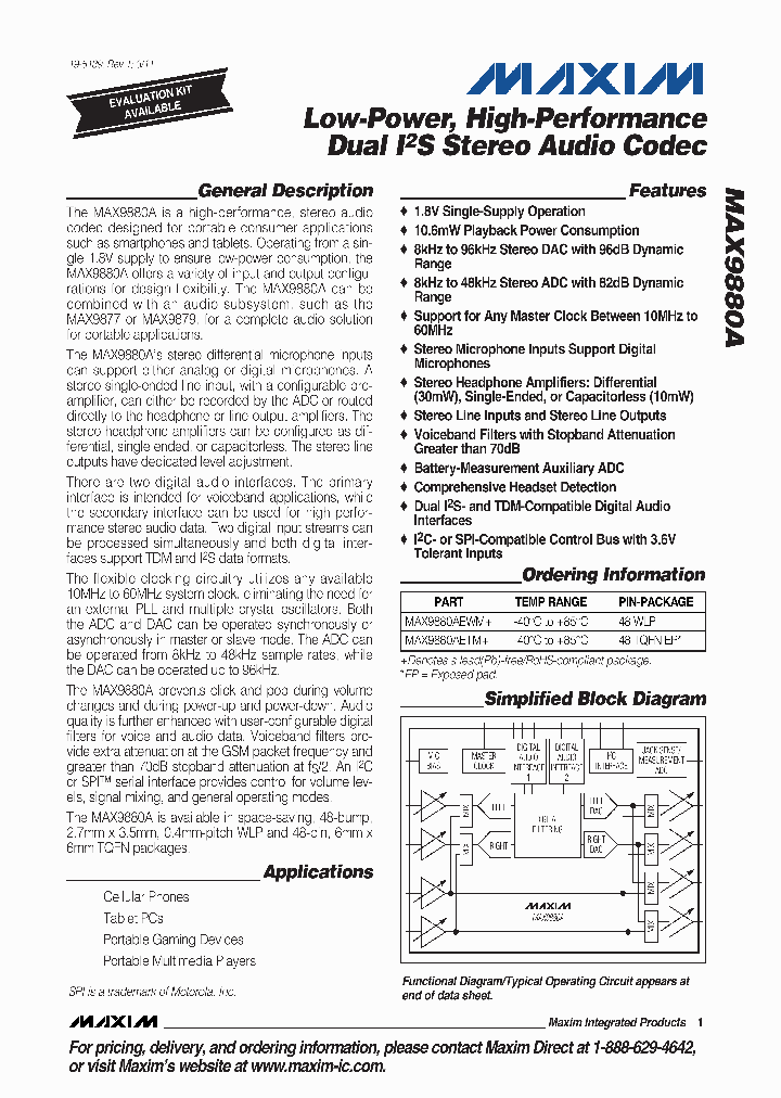 MAX9880AEWM_4733084.PDF Datasheet