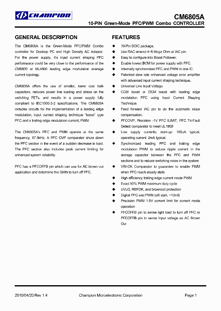 CM6805AGIRTR_4735312.PDF Datasheet