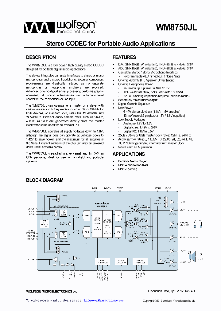 WM8750CJLGEFLR_4736320.PDF Datasheet