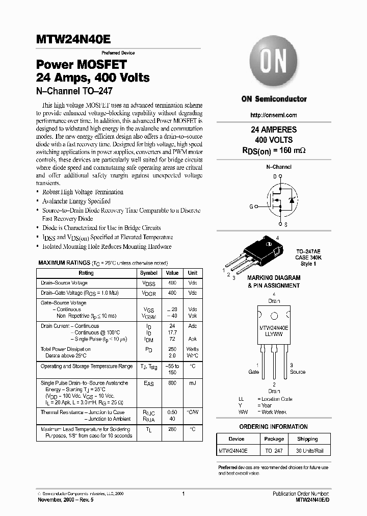 MTW24N40E-D_4737430.PDF Datasheet