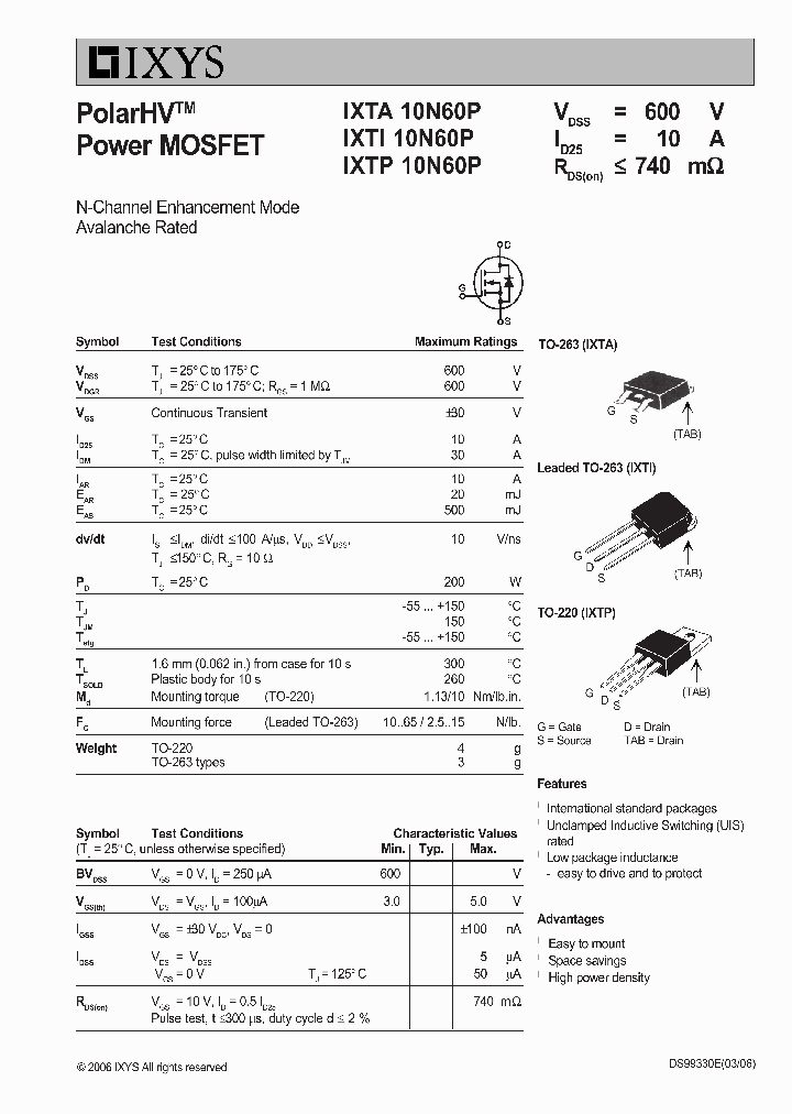 IXTA10N60P_4738365.PDF Datasheet