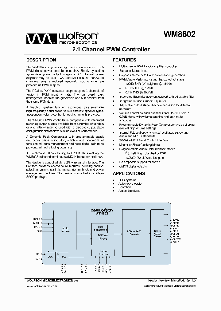 WM8602SEDSRV_4738272.PDF Datasheet