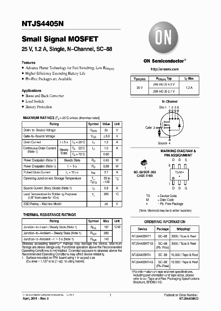 NTJS4405NT4G_4752874.PDF Datasheet