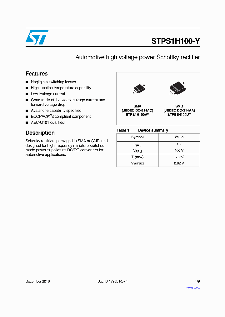 STPS1H100-Y_4752349.PDF Datasheet